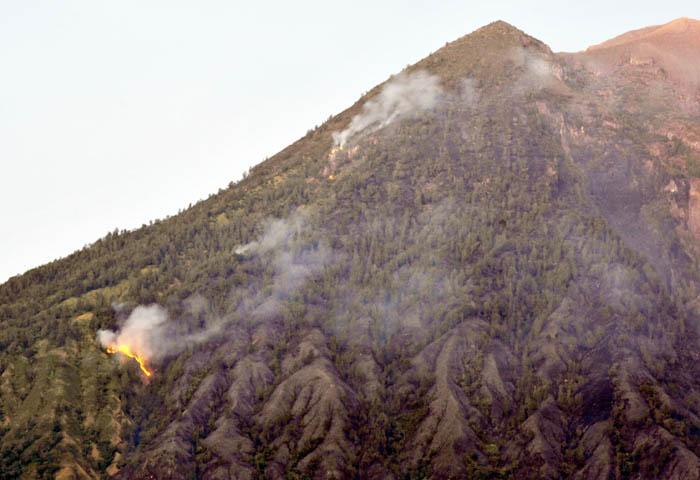 大規模火災続く　バリ島アグン山で