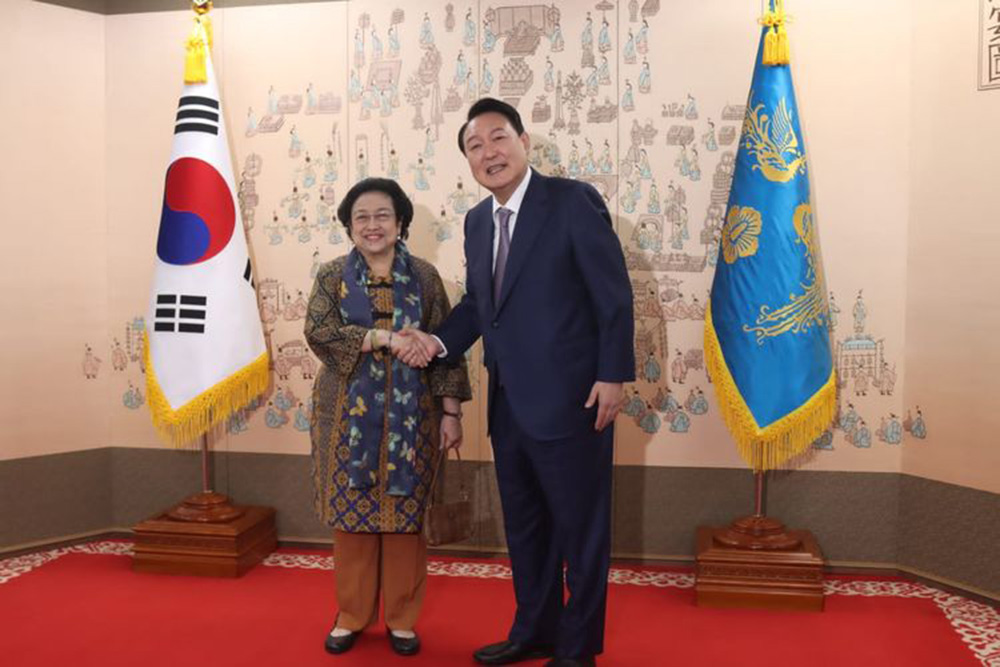 尹錫悦・韓国大統領と会談　メガワティ元大統領